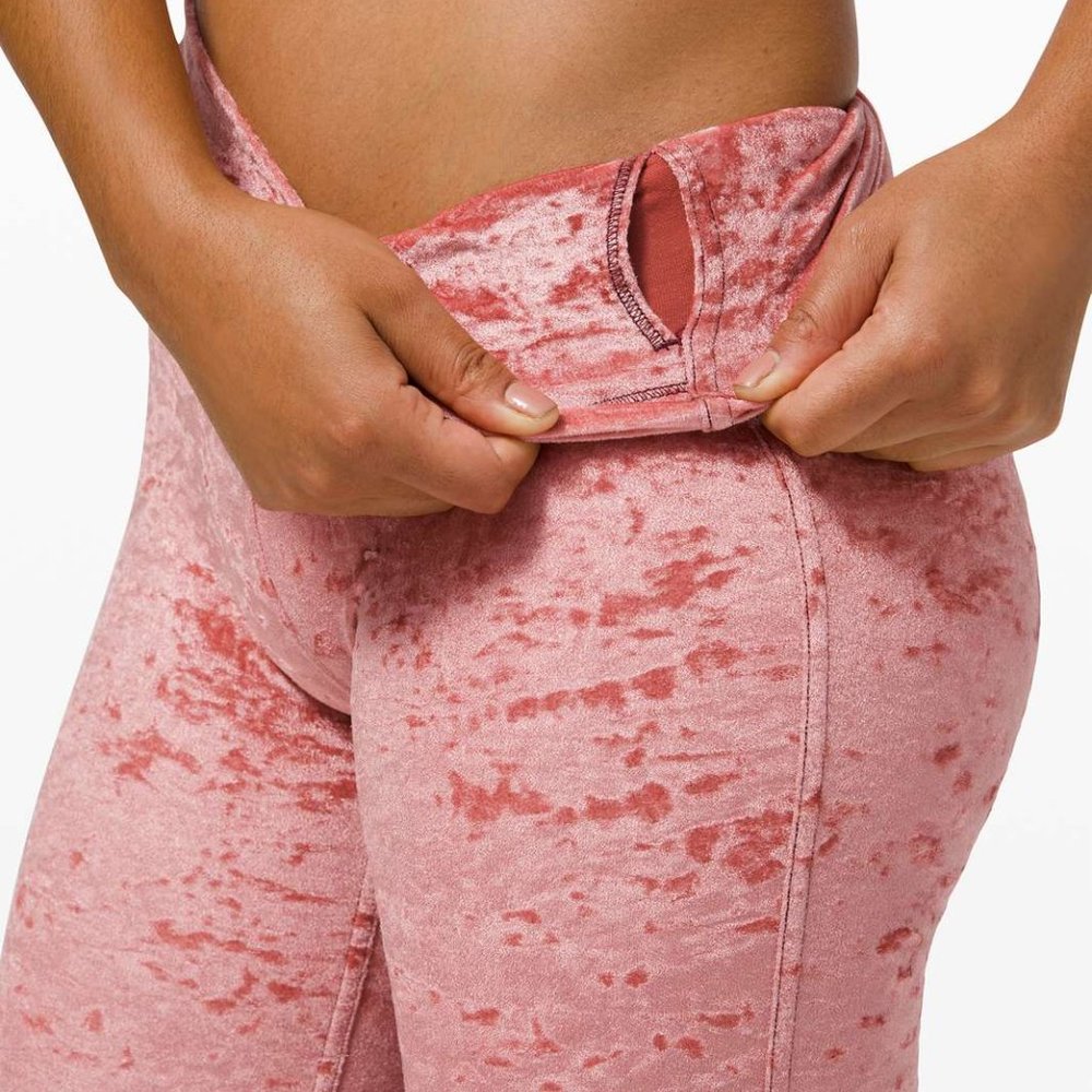 Like New Lululemon Pink Crushed Velvet Limited Edition Leggings Size 8 - Picture 3 of 8